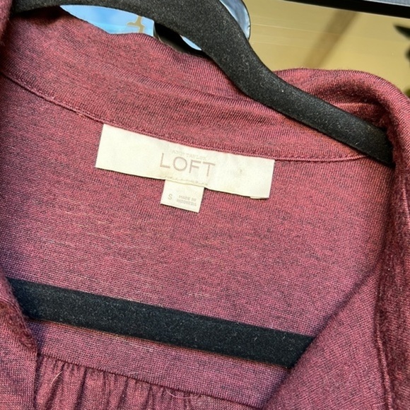 Loft cute maroon drawstring waist long sleeve dress - Picture 6 of 11